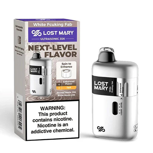 White Fcuking Fab Lost Mary Ultrasonic 35K Disposable Vape White Fcuking Fab Lost Mary Ultrasonic 35K Disposable Vape