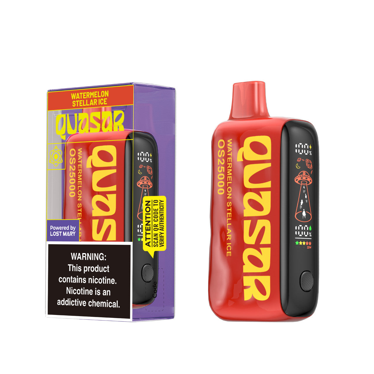 Watermelon Stellar Ice Lost Mary Quasar OS25000 Disposable Vape Watermelon Stellar Ice Lost Mary Quasar OS25000 Disposable Vape