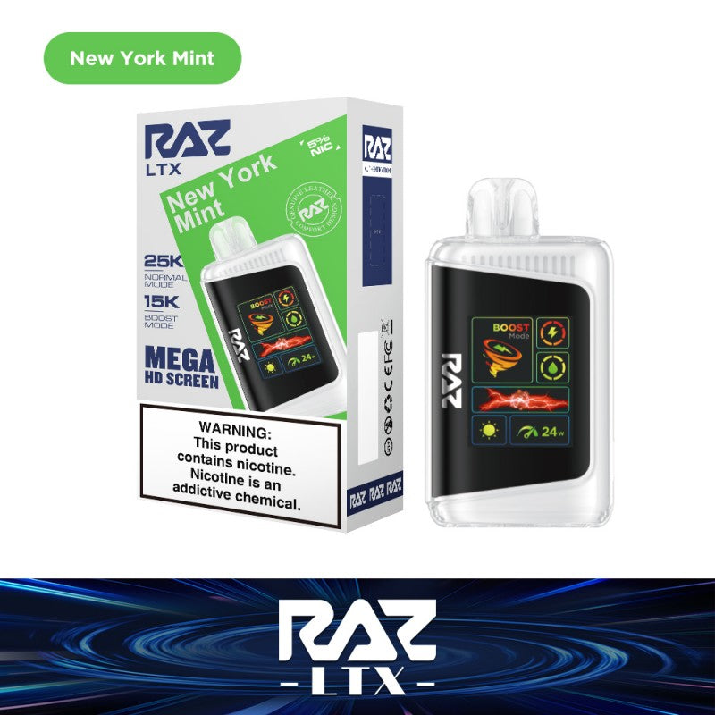 New York Mint Flavors RAZ LTX 25K ZERO New York Mint 0 Rechargeable Vape Australia New York Mint Flavors RAZ LTX 25K ZERO New York Mint 0 Rechargeable Vape Australia