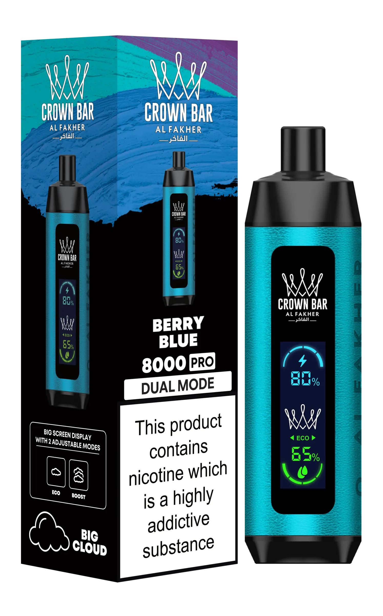 Berry Blue Al Fakher Crown Bar PRO 8k Disposable Vape Berry Blue Al Fakher Crown Bar PRO 8k Disposable Vape
