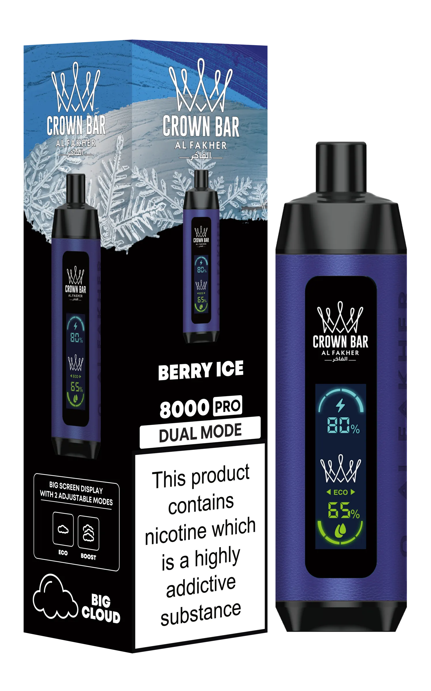 Berry Ice Al Fakher Crown Bar PRO 8k Disposable Vape