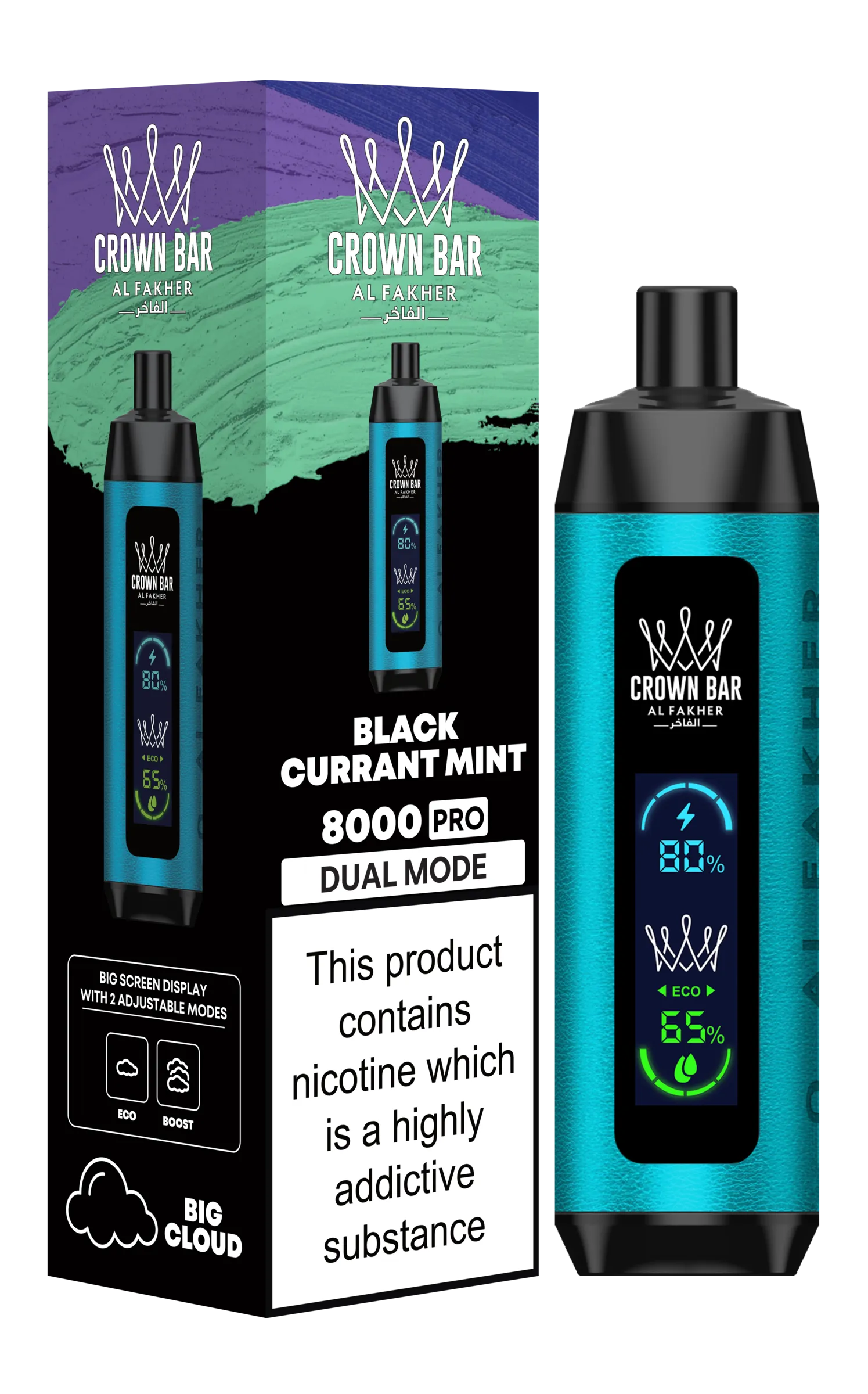Black Currant Mint Al Fakher Crown Bar PRO 8k Disposable Vape Black Currant Mint Al Fakher Crown Bar PRO 8k Disposable Vape