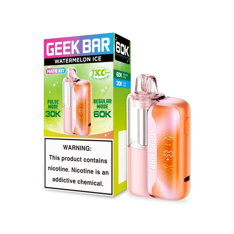 geek bar watermelon ice pulse Mate 60k Disposable Vape Kit best juul compatible device Vape Kit Type-Compact & Portable Flavor:Strawberry Raspberry Cherry Ice EBDESIGN Elf Bar