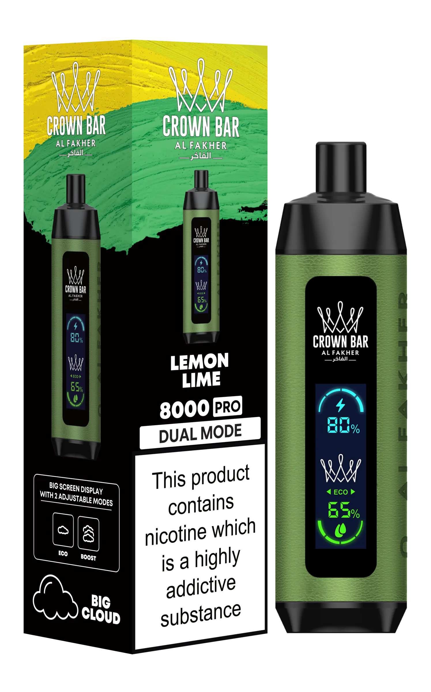 Lemon Lime Al Fakher Crown Bar PRO 8k Disposable Vape
