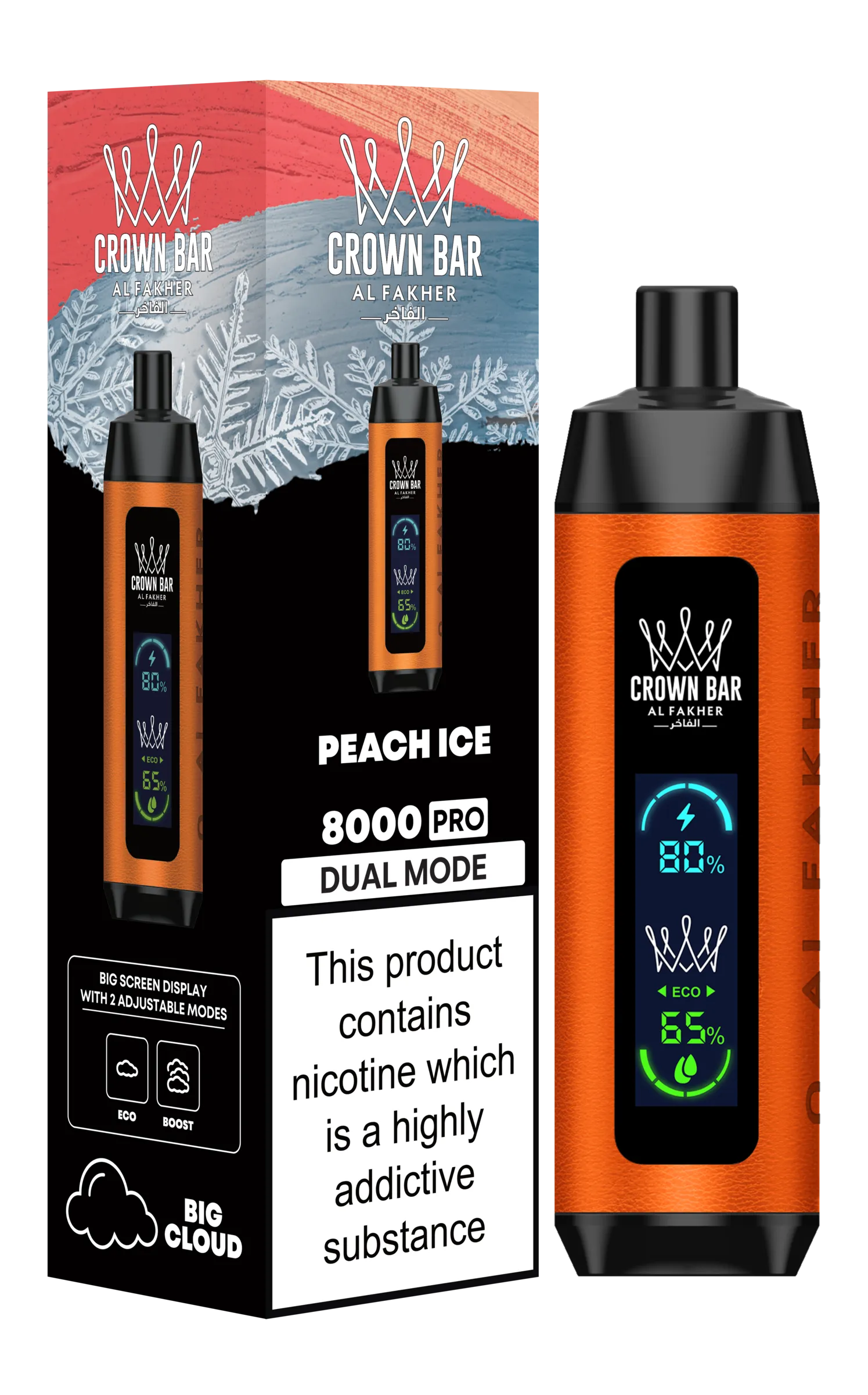 Peach Ice Al Fakher Crown Bar PRO 8k Disposable Vape Peach Ice Al Fakher Crown Bar PRO 8k Disposable Vape