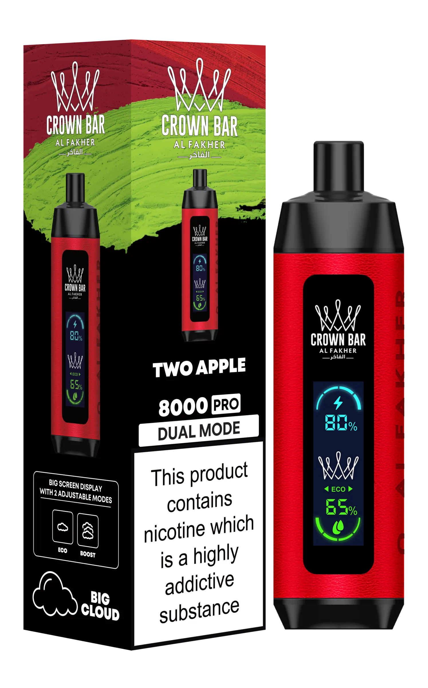 Two Apple Al Fakher Crown Bar PRO 8k Disposable Vape