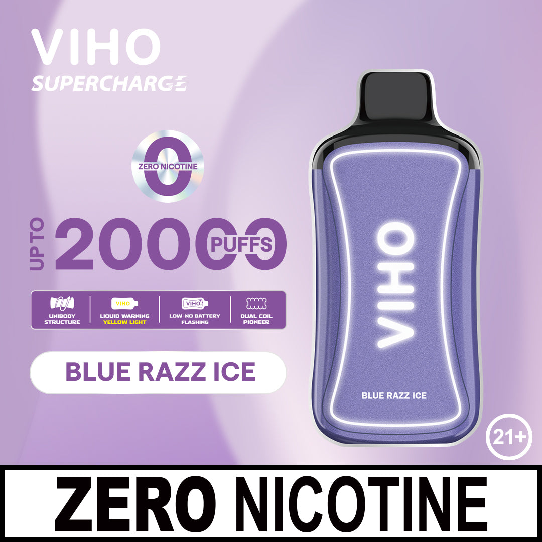 Blue Razz Ice VIHO Supercharge 20k 0% Nicotine
