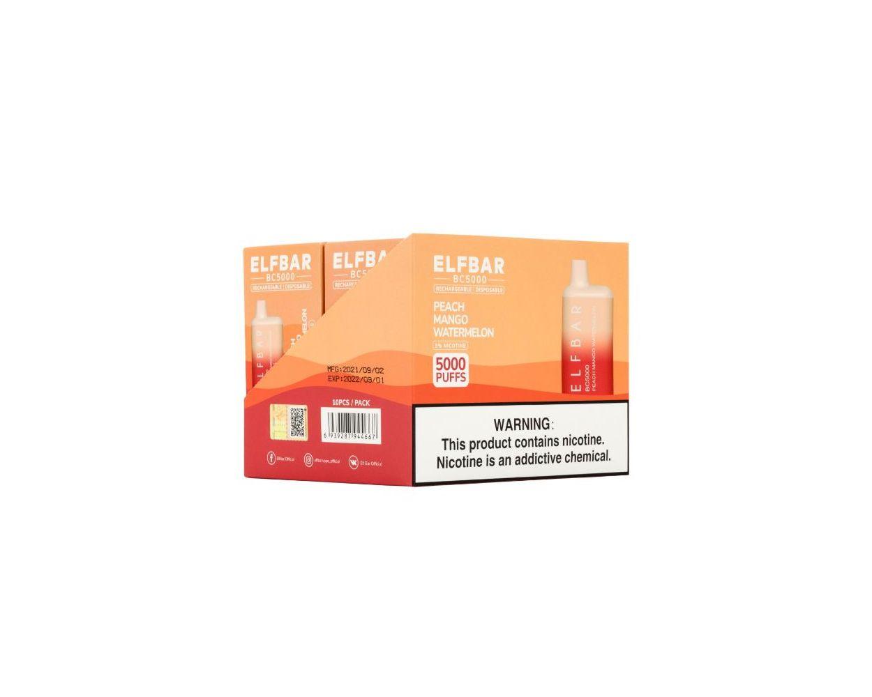 Elf Bar BC5000 – 10 Pack Disposable Vape Case + 10% Bulk Discount sold by VaperDudes.com made by Elf bar | Tags: 10 pack, 5000 puffs, all, Disposables, elf bar