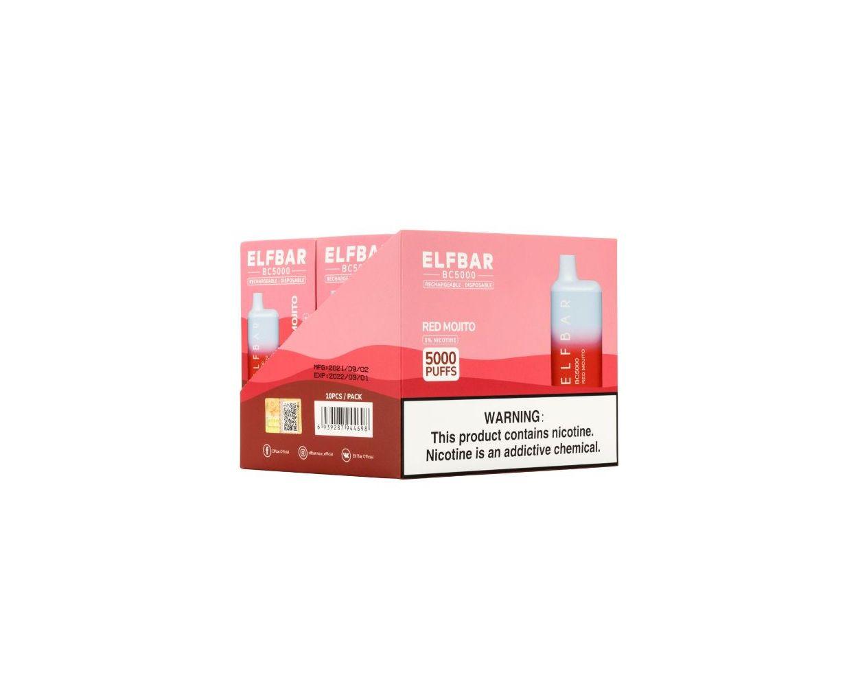 Elf Bar BC5000 – 10 Pack Disposable Vape Case + 10% Bulk Discount sold by VaperDudes.com made by Elf bar | Tags: 10 pack, 5000 puffs, all, Disposables, elf bar