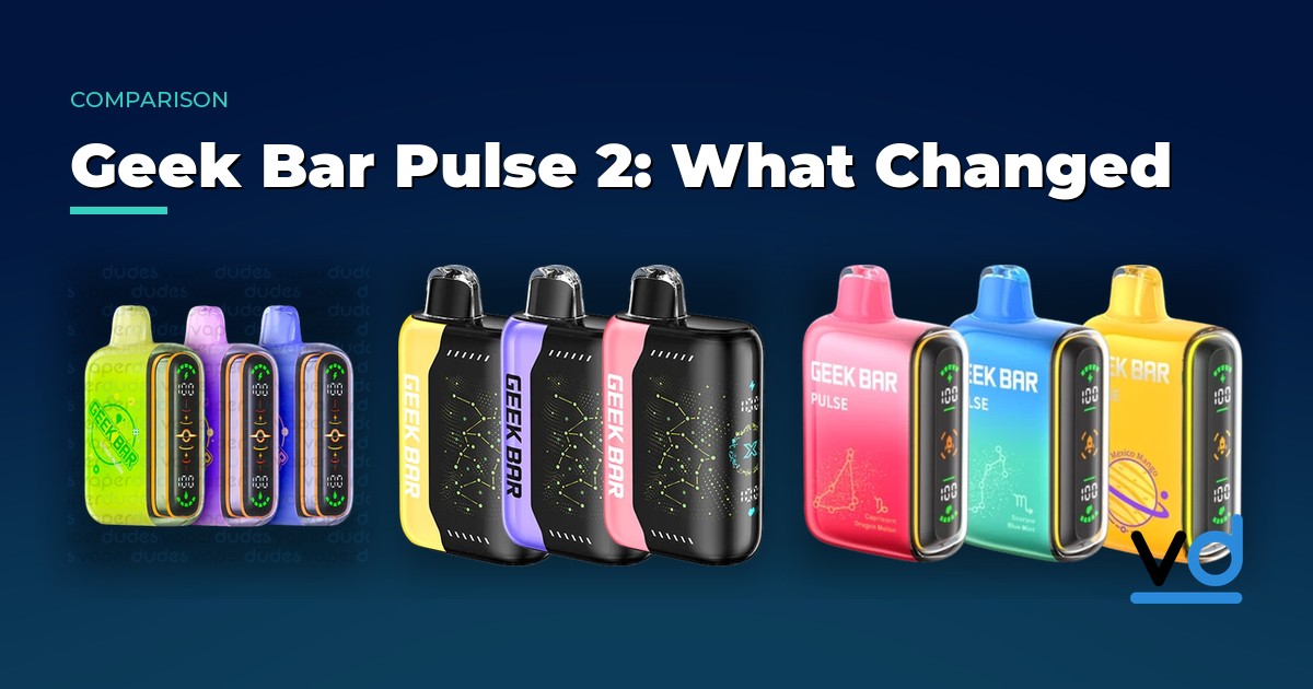 Geek Bar Pulse 2 25K next to the Pulse X 25K and the original Pulse 15K at VaperDudes