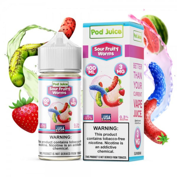 Sour Fruity Worms Freeze By Pod Juice 55