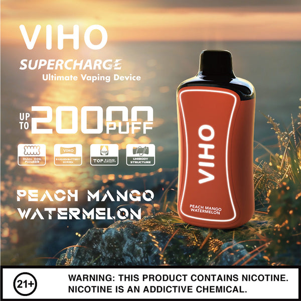 Peach Mango Watermelon VIHO Supercharge 20000 Disposable Vape