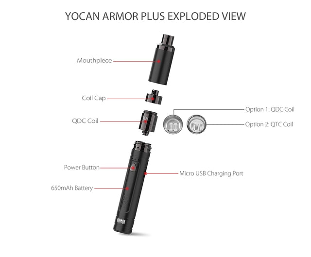 Yocan Armor Plus Concentrate Vaporizer sold by VPdudes made by Yocan | Tags: accessories, all, batteries, e-cig batteries, vape mods, Vaporizers, Yocan