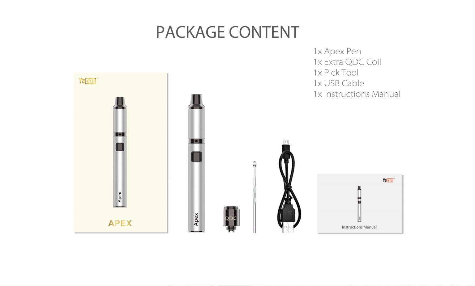 Yocan Apex Concentrate Vaporizer sold by VPdudes made by Yocan | Tags: accessories, all, batteries, e-cig batteries, vape mods, Vaporizers, Yocan